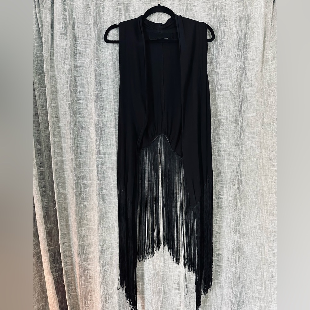 Vintage reformation fringe vest, black, one size, great condition